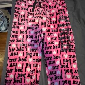 pink and black pajama pants